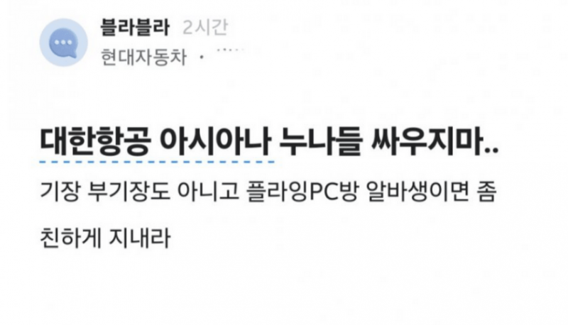 대한항공 vs 아시아나 싸움에 현대차의 일침.jpg