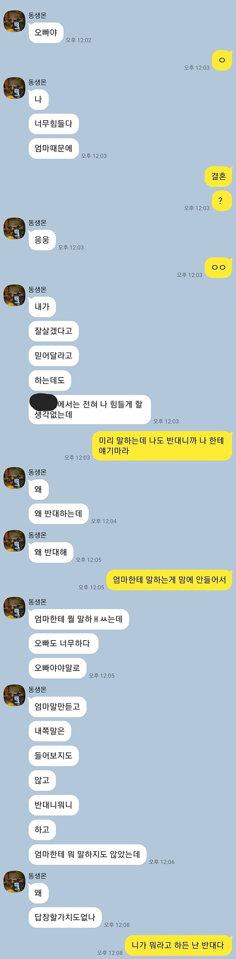 여동생 결혼 반대하는 오빠