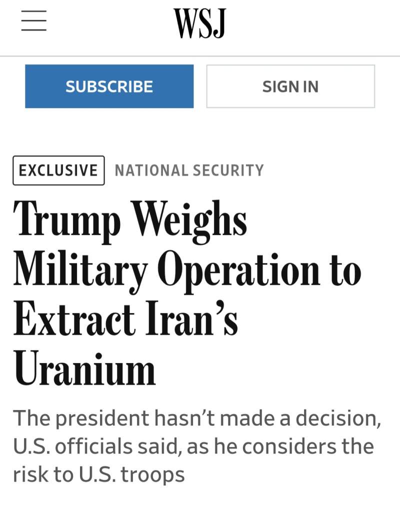 "트럼프, 이란 고농축 우라늄 무력탈취 군사작전 검토