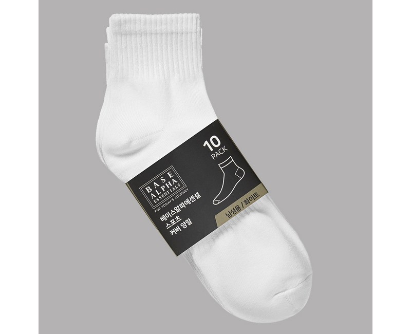 베이스알파에센셜 남성용 프리미엄 스포츠 커버 양말 10켤레