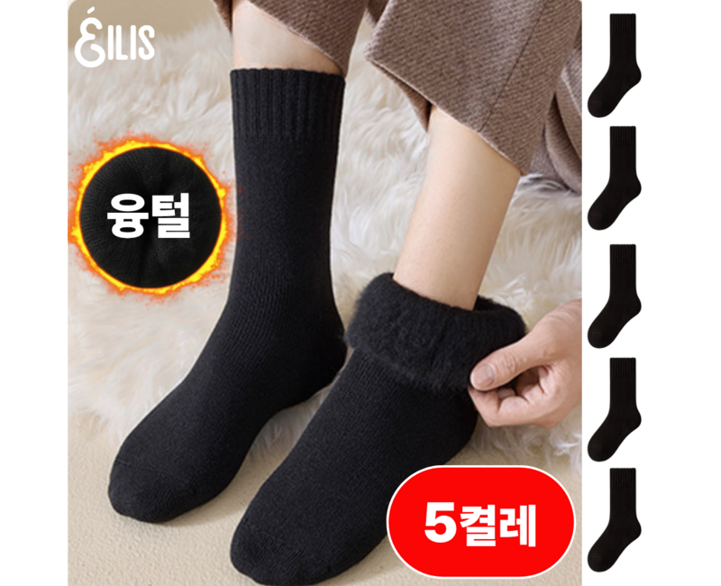 앨리쉬 여성 겨울양말 두툼한 기모 5켤레