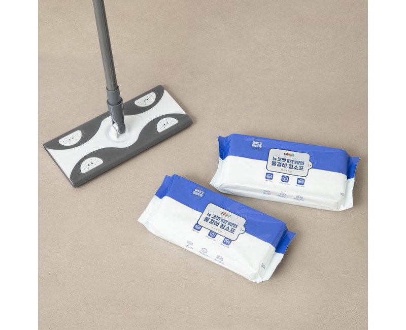 코멧 막대걸레 + 물걸레 청소포 30매 2팩