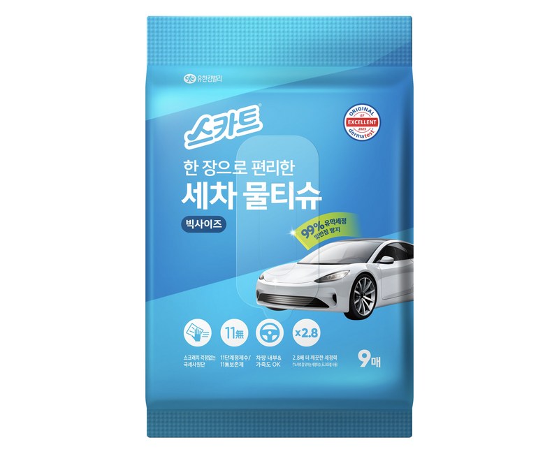 스카트 유한킴벌리 한 장으로 편리한 세차 물티슈 화이트