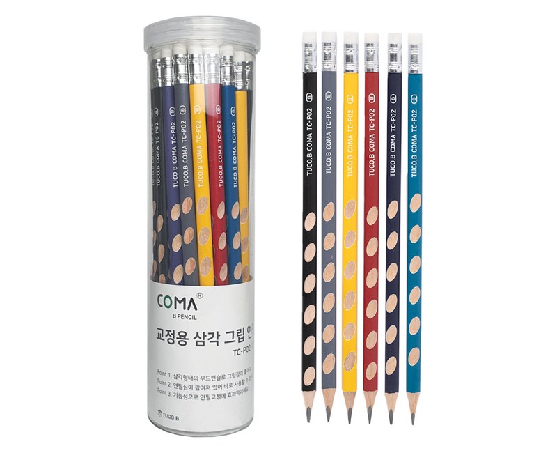 투코비 코마 삼각 그립 교정연필 B 세트 TC-P02