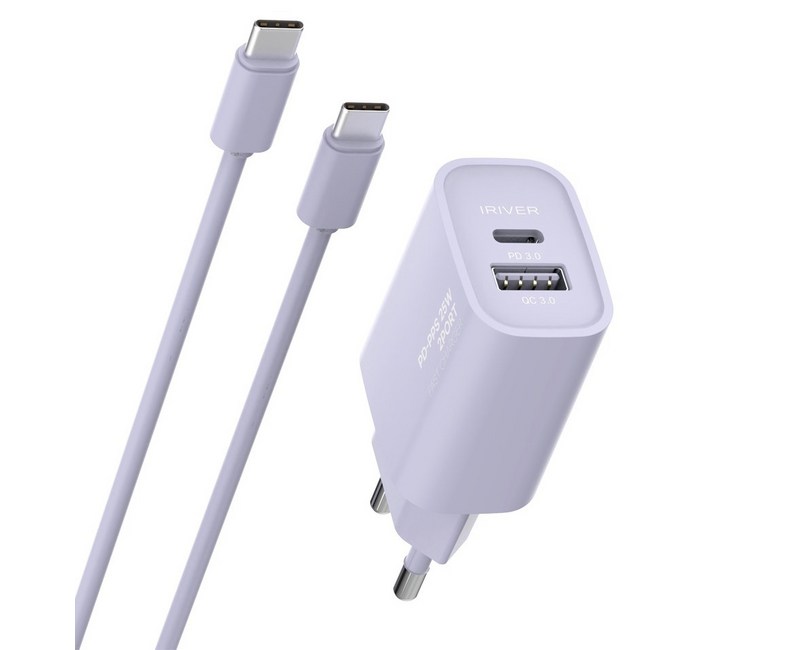 아이리버 25W 2포트 초고속 가정용 충전기 + CtoC 케이블 세트
