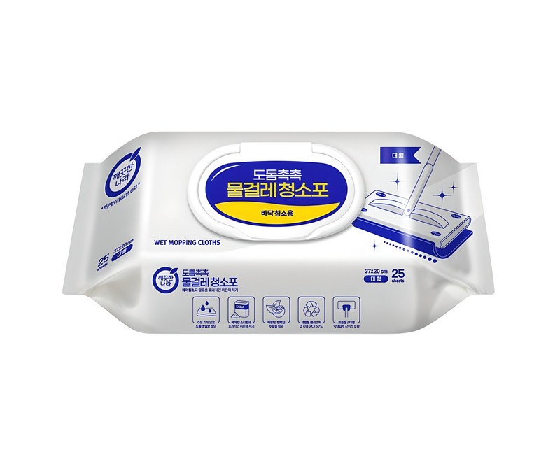 깨끗한나라 도톰촉촉 물걸레 청소포 캡 25p