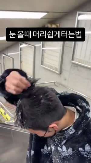 눈 올때 머리 쉽게 터는법