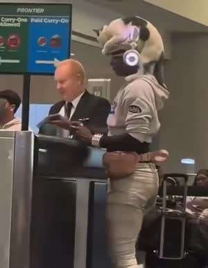 고양이를 데리고 비행기를 타려고 모자인척 하는 여자