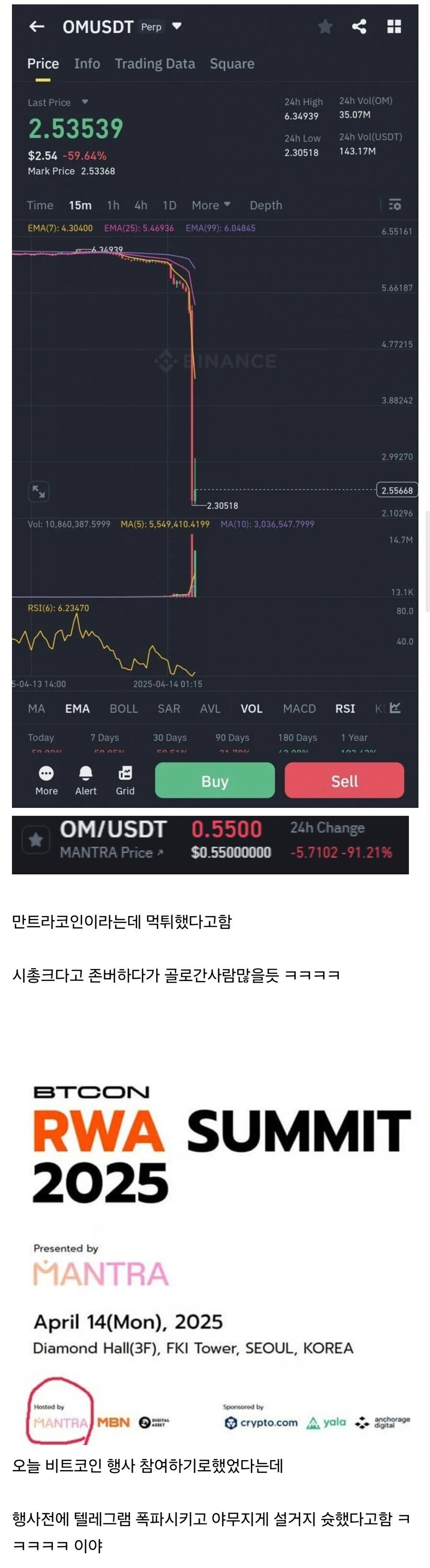 오늘자 시총 10조 코인 먹튀 발생