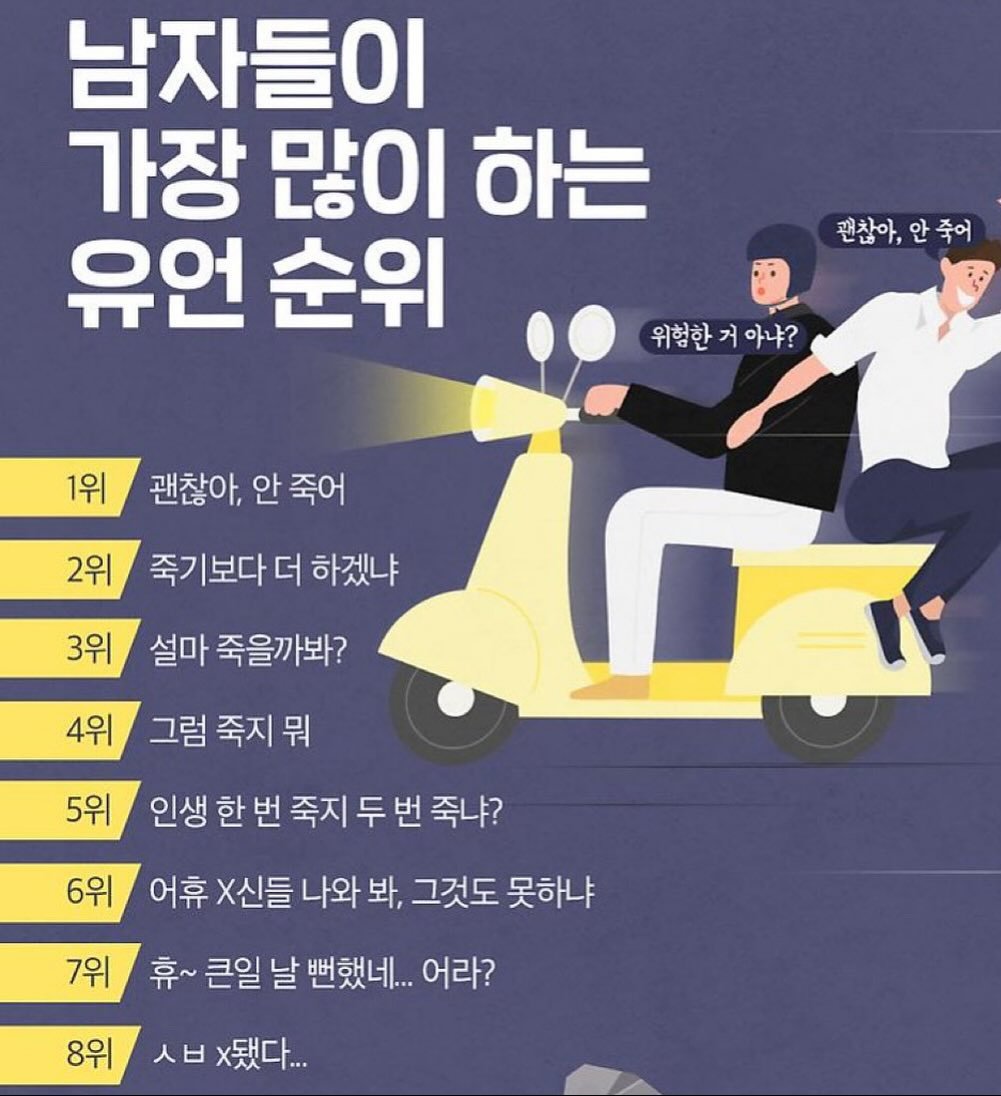 남자들이 많이하는 유언 순위