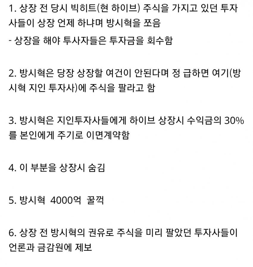 방시혁 4000억 관련 금감원 고발 요약