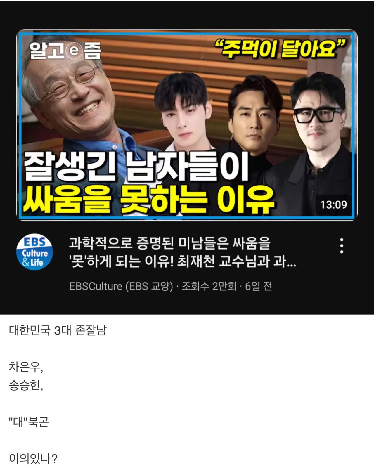 EBS 공식 인정... 한국 3대 존잘남