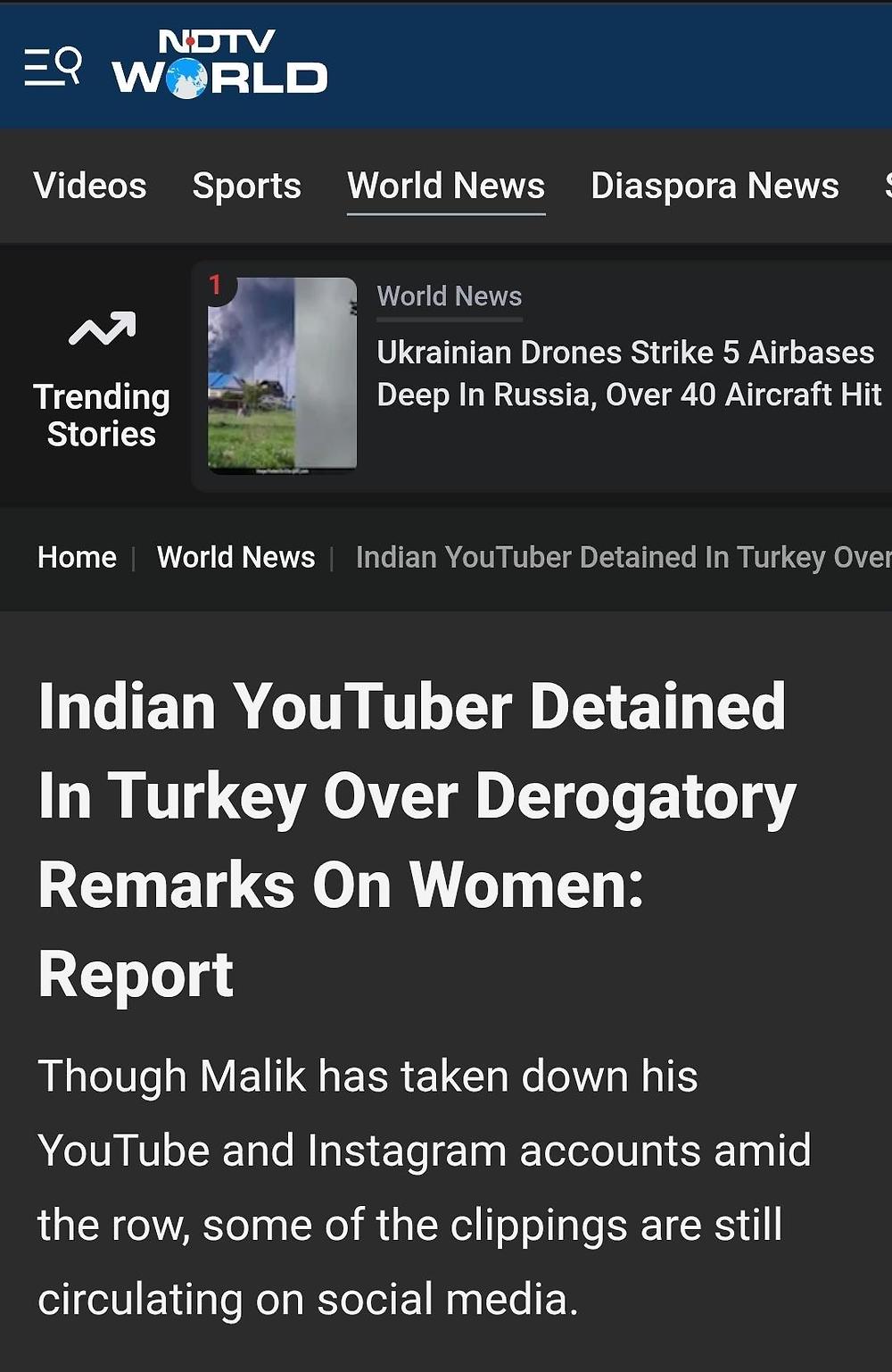 터키에서 체포 된 인도유튜버