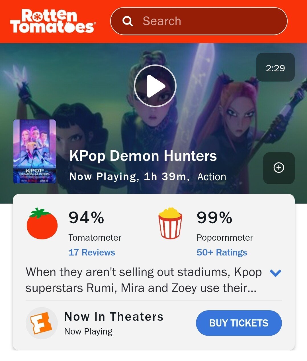 로튼에서 대박난 케이팝 데몬 헌터즈