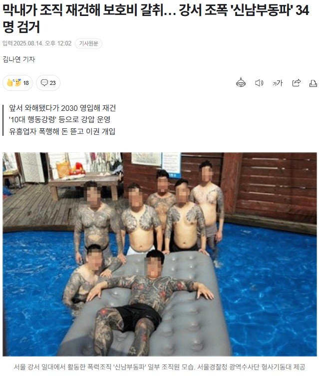 서울 강서 조폭 '신남부동파' 34명 검거