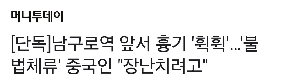 [단독]남구로역 앞서 흉기 '휙휙'…'불법체류' 중국인 "장난치려고"