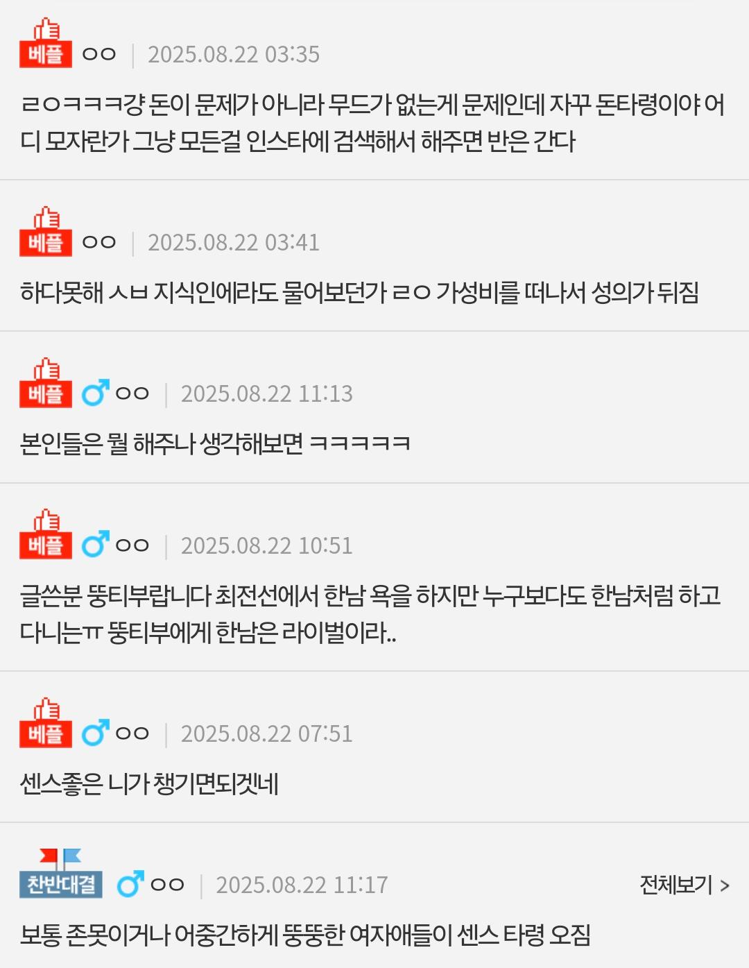 요즘 남자들이 센스뒤졌다는 판녀들