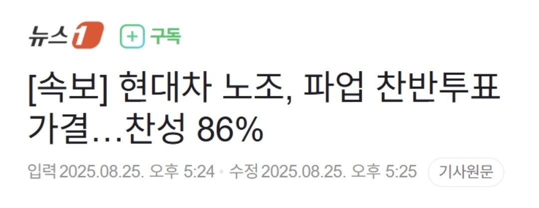 [속보]현대차 노조 파업 찬반투표 가결