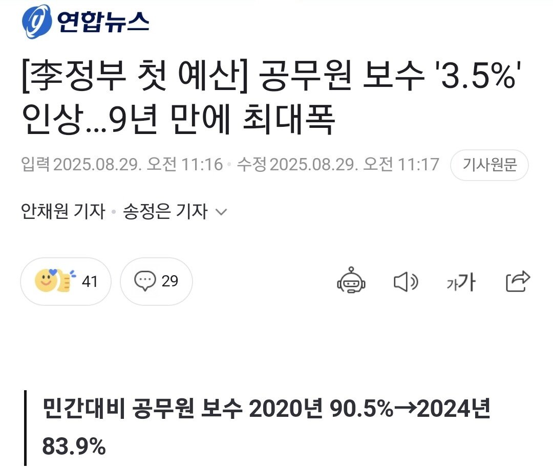 공무원 보수 '3.5%' 인상…9년 만에 최대폭