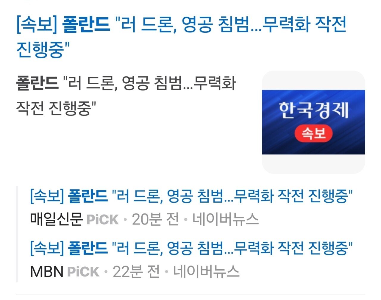 (속보) 러시아 드론, 폴란드 영공 침범