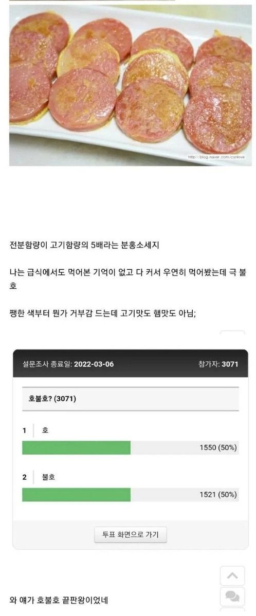 호불호 진짜 팽팽한 반찬