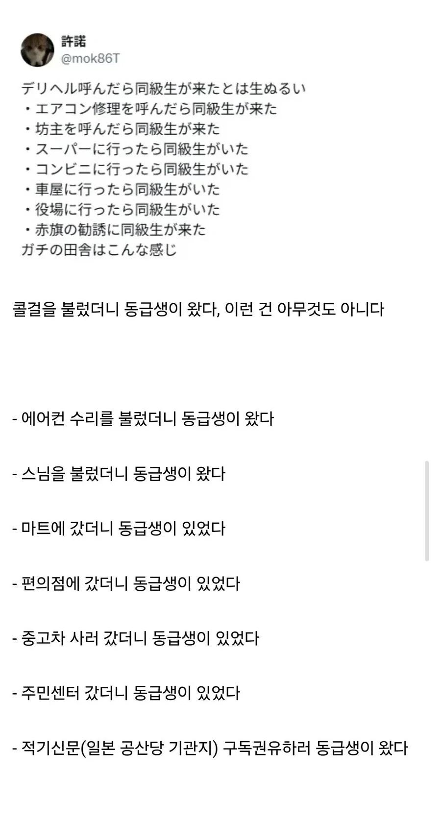 일본 시골이 어떤 느낌인지 설명하는 일본인