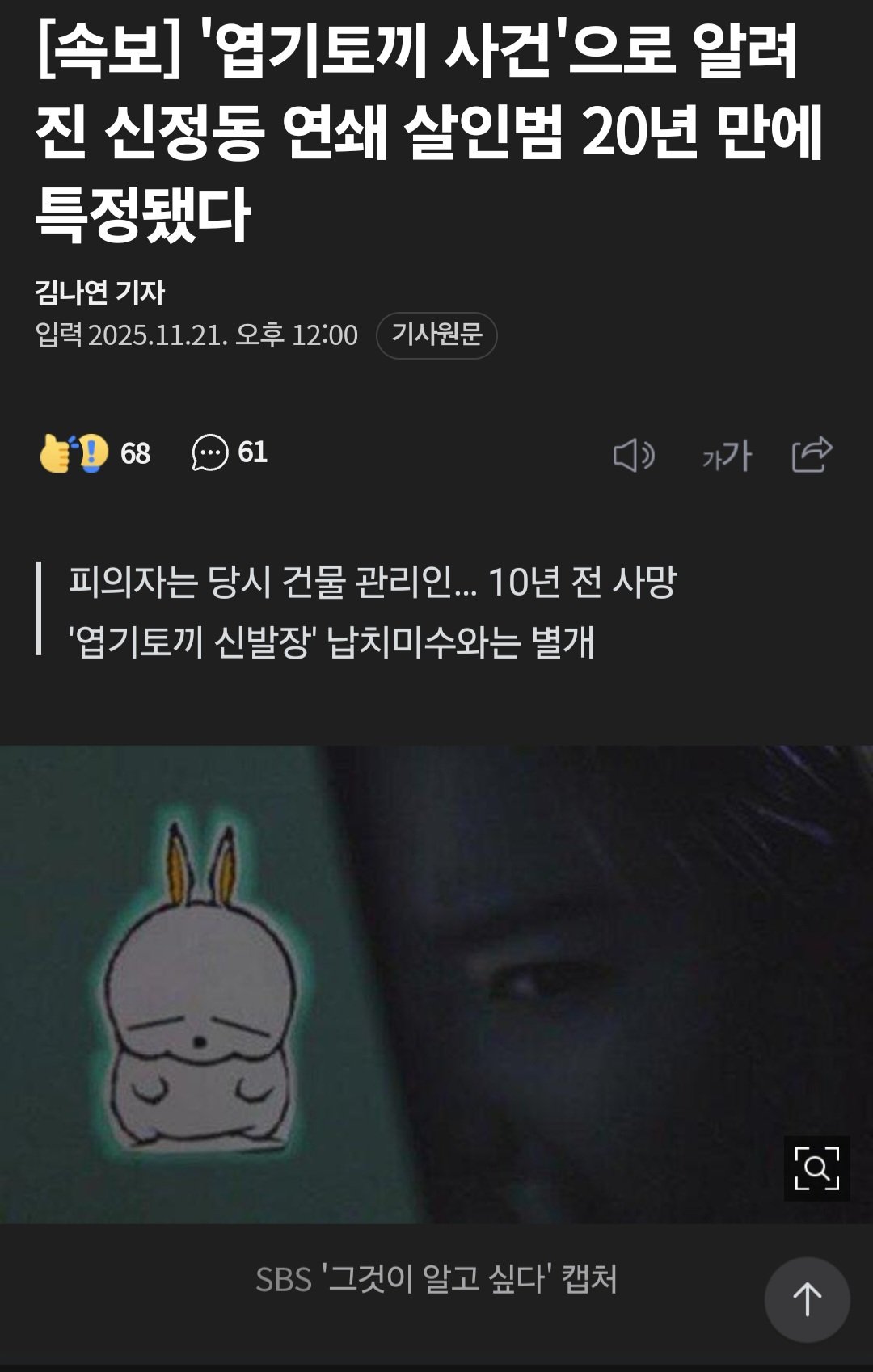 엽기토끼 살인사건 범인 특정